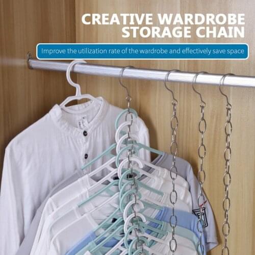 14 Hanging Hole Wardrobe Clothes Chain Hangers Hanging Chain Metal Cloth Closet Hanger Shirts Tidy Save Space Organizer Hangers