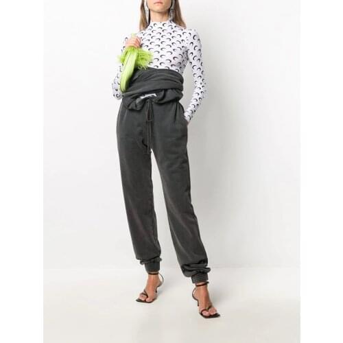 2021 Autumn Winter 10.22 New Bandage Belt Letter Print Sweatpants Women Loose Casual Harem Pants Multiple Ways To Wear