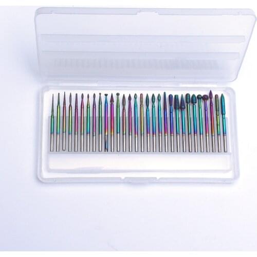 30pc Rainbow Drills Bits Milling Cutters Nail Drill Bit for Manicure Pedicure Machine Files Gel Removing Burr Nail Art Tools