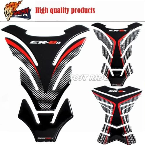 3D Carbon-look Motorcycle Tank Pad Protector Decal Stickers Case for Kawasaki ER6N ER-6N Tank