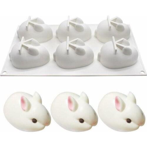 3D Rabbit Easter Bunny Silicone Mold Mousse Dessert Mold Cake Decorating Tools Jelly Baking Candy Chocolate Ice Cream Mould