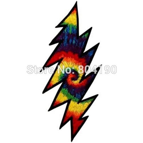 4.8" Grateful Dead Tie-Dye Lightning Bolt Music Band Heavy Metal Iron On Patch Tshirt Rock Punk TRANSFER APPLIQUE
