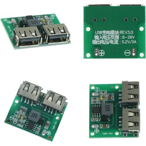 9V 12V 24V To 5V DC-DC Step Down Charger Power Module Dual USB Output Buck Voltage Board 3A Car Charge Charging Regulator 6-26V