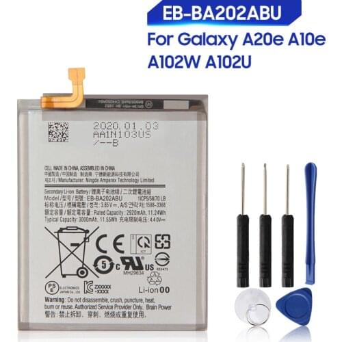 Original Replacement Samsung Battery EB-BA202ABU For GALAXY A20e A10e A102W A102U A202F Genuine Phone Battery 3000mAh