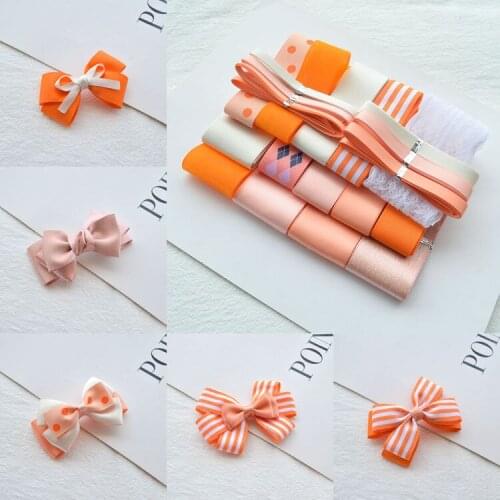 Korea Style Orange Hair Accessories DIY Ribbon Sets Flower Gift Packaging Hair Bowknot Ribbon Materials (23 Meters )