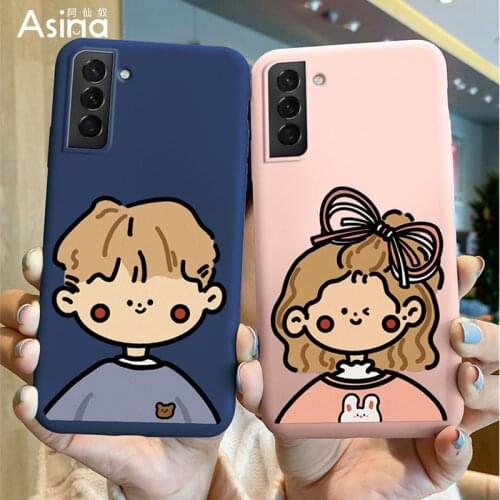 ASINA Cute Girl Case For Samsung Galaxy S21 Ultra S20 S10 S9 S8 Plus Soft Liquid Silicone Cover For Samsung Note 9 10 20 Fundas