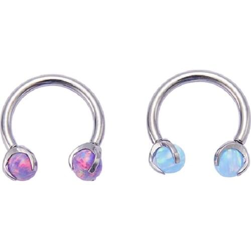 ASTM F136 Titanium Internally Threaded Prong Set Opal Ball Horseshoe Piercing