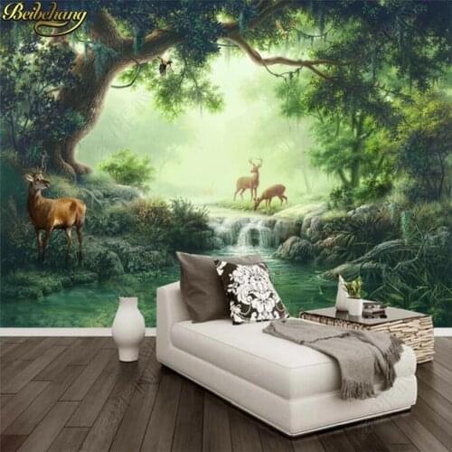 Beibehang Custom Photo Wallpaper Mural Forest Elk Oil Painting Wall Background wall papers home decor papel de parede infantil