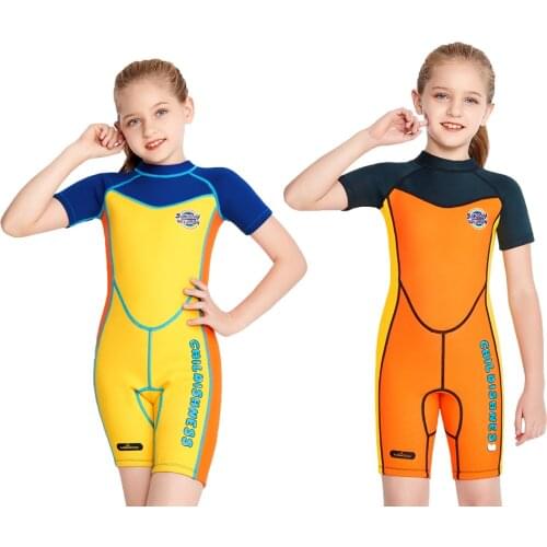 Girls One Piece Neoprene Wetsuit Short Swimwears Children Quick Dry Surf Kids Diving Snorkel Suits Sportswears for Vacation