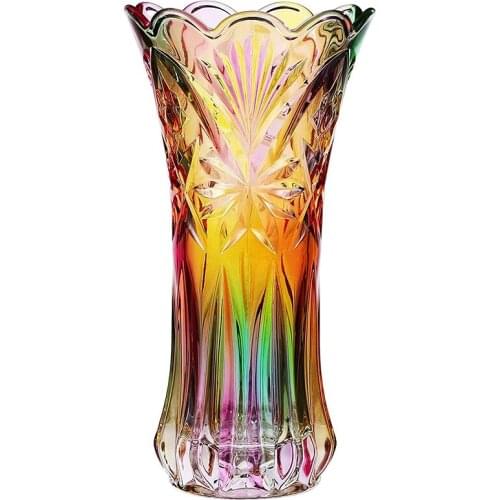 Flower Vase Crystal Glass Vase Rainbow Rainbow Decorative Plant Container Pot Xmas Fall Christmas Dinner Table Decor