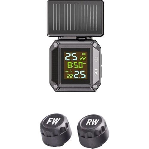 Solar tire pressure gauge for motorcycle Output Motorbike Tire Pressure Monitoring System Tyre Temperature Alarm System