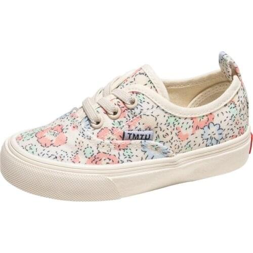 Children Canvas Shoes 2021 Spring Autumn Girls New Slip-ons Canvas Shoes Kids Cute Pastoral Style Floral Casual Shoes Teen Shoes