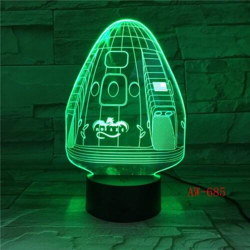 Dragon Space Capsule 7 Color Lamp 3D Visual Led Night Lights For Kid Touch Usb Table Lampara Lampe Sleeping Tafellamp 685