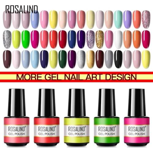 ROSALIND Gel Polish Hybrid Varnishes 7ml Nail Gel Lacquer Need Cure for Manicure Semi Permanent Vernis Nail Art Design Base Top