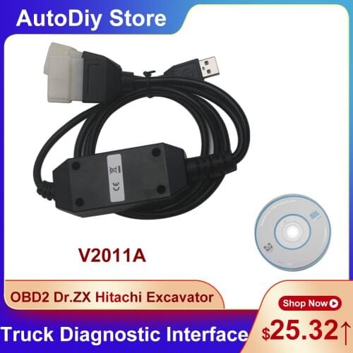 For Dr.ZX V2011A Hitachi Excavator Emergency Heavy Duty Truck Diagnostic Tools OBD2 USB Cable Interface Clear Fault Code With CD