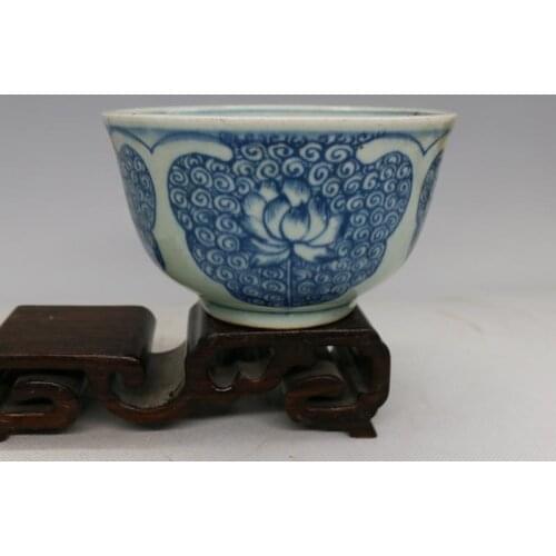 Rare Ming Dynasty porcelain bowl,white&blue,Lotus,best collection & adornment, Free shipping