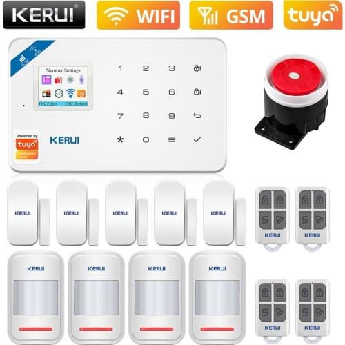 KERUI Wireless Home Security Smart Alarm System Tuya APP Control Wifi GSM IOS/Android Operating System Infrared Sensor Alarm kit