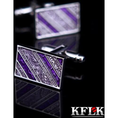 KFLK Jewelry shirt designer cufflinks for mens Brand Cuffs links wholesale Button High Quality Purple Wedding Male guests