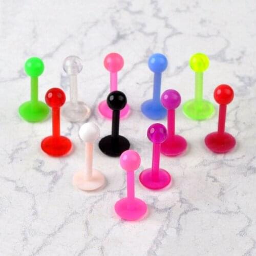 5PCS Body Piercing Jewelry Lip Bar Rings Ball Spike Eyebrow Barbell Belly Tongue Piercing Tongue Rings Body Jewelry