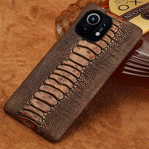 LANGSIDI Retro Ostrich foot case For xiaomi Mi 11 10T Pro 10Ultra Leather fundas For xiaomi mi 10t lite redmi 9 cover note 9s 8