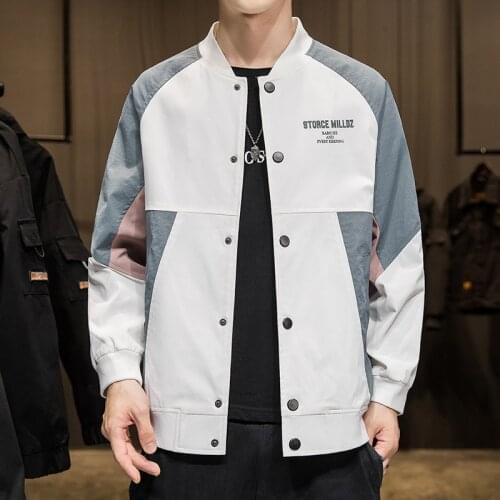 Jacket mens 2021 autumn new trend baseball uniform casual mens loose tooling collar jacket mens comfortable cost