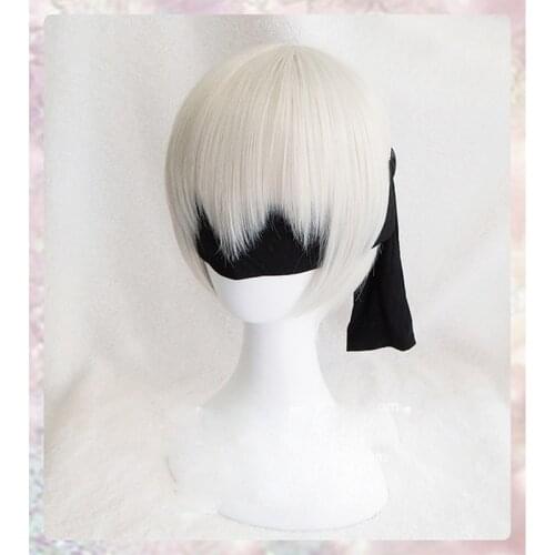 NieR:Automata 9S Silver White wig YoRHa No. 9 Model S Men Anime Cosplay wig