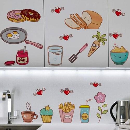 Food Pattern Wall Sticker Self Adhesive Vinyl Removable Decal Kitchen Decor Home Wall Sticker Decoration