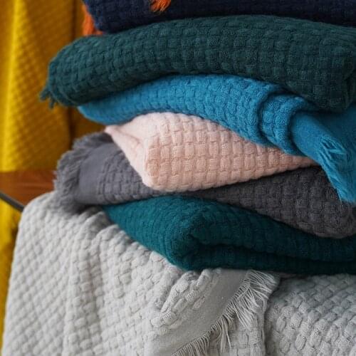 Nordic Knitted Sofa Blanket Office Nap Tassel Leisure Air Conditioning Blankets for Spring Autumn Plaid Bed Sheet Bedding