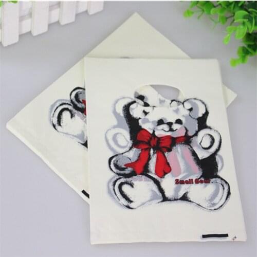 New Design Wholesale 100pcs/lot 15*20cm Small Lovely Bear Birthday Gift Pouches CUTE Plastic Packaging Bags