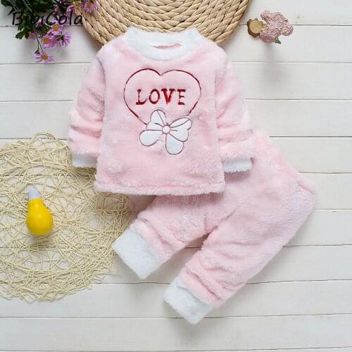 Baby Boy Girl Clothes Pajamas Set Flannel Fleece Toddler Child Warm Catoon Sleepwear Kids Home Suit Winter Fall Spring 1-5Y