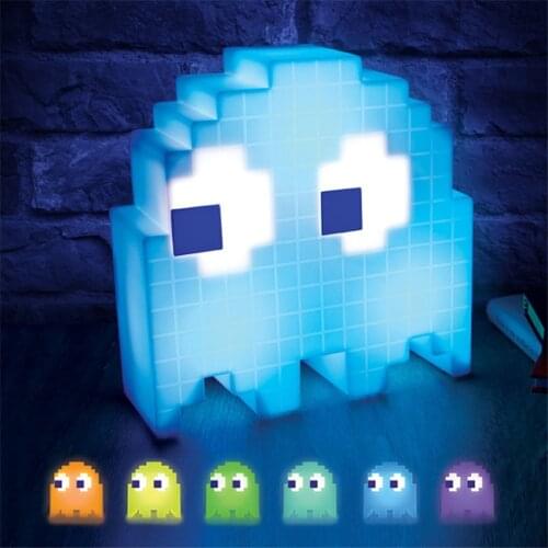Pac Pixel Night Light LED Wars Colorful Table Desk Lamp Party Children Atmosphere Lampara Eat Peas Ghost Light Xmas Kid Gift