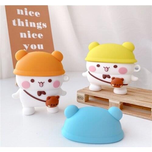Personalized 3D Cartoon 3 color Hat + 1 Bear Earphone Protective Cover For AirPods 1/2/Pro Bluetooth Headset Cover