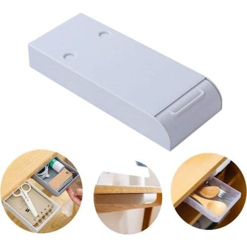 Pencil Tray Self Stick Drawer Under Desk Organizer Hidden Paste Pen Barrel Office Stationery Kitchen Home Student Storage Box
