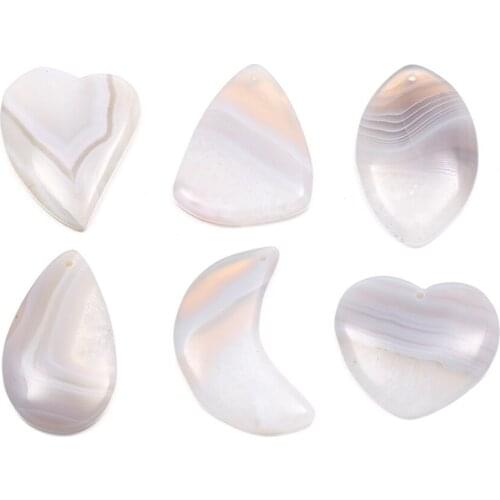 Natural Agate Pendants Exquisite Multiple Shapes Grey Striped Agates Stone Charms for Jewelry Making Necklace Bracelet Gift