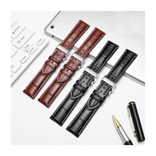 Watch Band for Longiness Masters Collection Watch Strap Belts Bracelets Cowhide Leather 19 20 21mm Strap Men cow leather