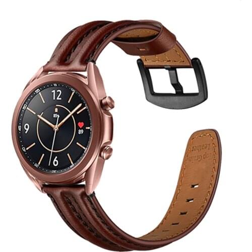 22mm 20mm Genuine Leather Watch Strap For Samsung Galaxy Watch 3 45mm 41mm Active 2 Huawei Watch GT 2 Band For Galaxy 46mm 42mm