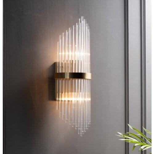 Postmodern Light Luxury Crystal Wall Lamp Living Room TV Background Wall Bedroom Bedside Lamp Aisle Staircase Lights