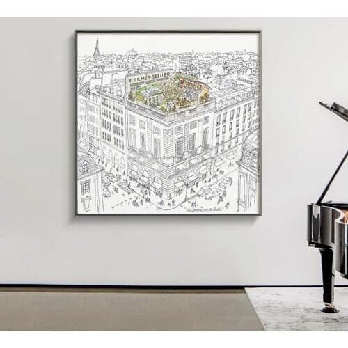 Roof Gardens Of Paris Sketch Nordic Style Home Decor Modern Canvas Painting Wall Art Chambre Decorative For Living Roon Bedroom