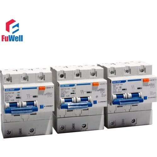 Poles 2P Leakage-proof DZ47LE-125 Circuit Breaker Overcurrent Protection RCBO 80-125A Residual Current Operated Circuit Breaker