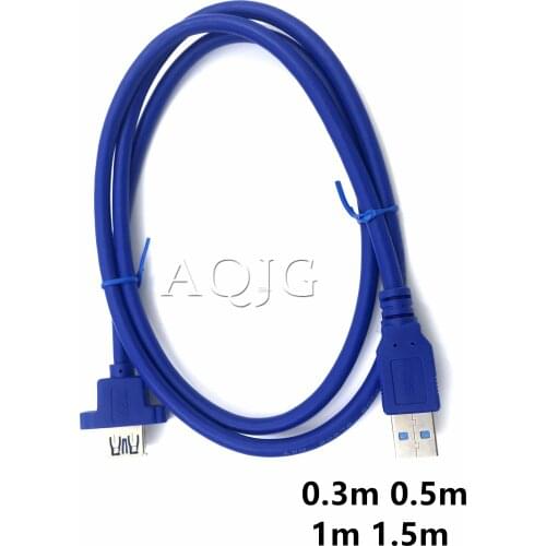 USB3.0 Extension Cable USB 3.0 Cable Male to Female Extender Data Sync no Screw Panel Mount Connector for PC Printer Hard Disk