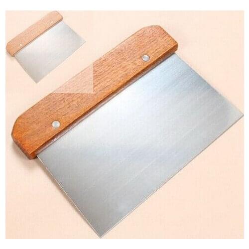 High quality rice rolls stainless steel kitchen noodle scraper blade wooden handle cutter slice chopping board scraper