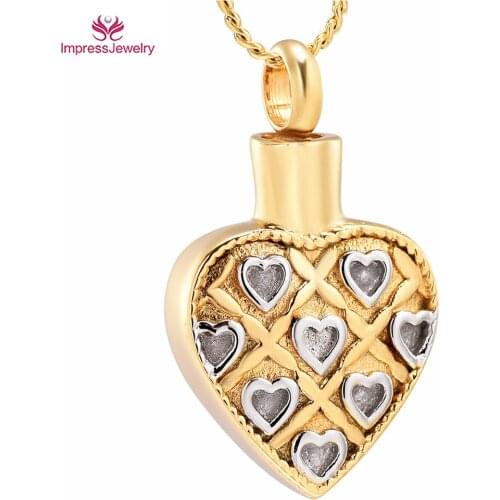 W006 Golden Heart Urn Necklace for Ashes Cremation Keepsake Jewelry Memorial Urns Pendant for Pet/Women