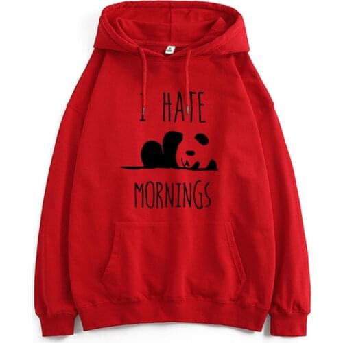 2021 Woman Hoodies Brand Tracksuis Fashion Ladies Long Sleeve Pullovers Panda I HATE MORNINGS Sweatshirt Casual K-pop Female