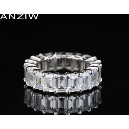 Luxury 925 Sterling Silver Women Engagement Full Eternity Rings Simulated Diamond Wedding Silver Eternity Ring Jewelry Gifts