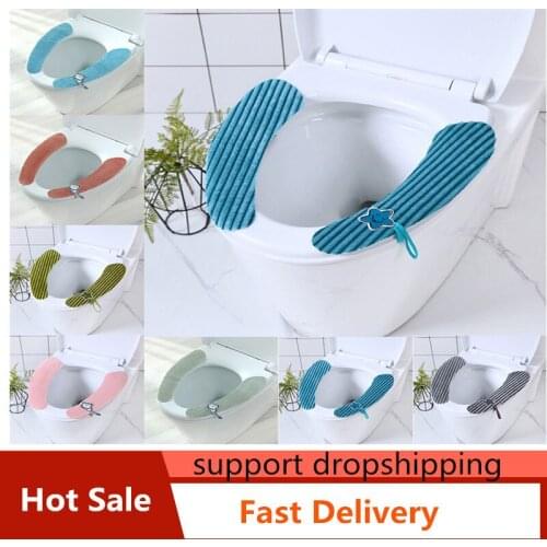 1Pair Universal Washable Toilet Cushion Pad Filling Soft Health Sticky Household Mat Seat Cover Portable Reusable Cushion