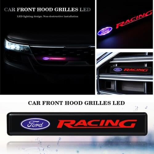 1PCS Car Decorative Lights LED Front Hood Grille Emblem Badge Decoration For Ford Focus Mk2 Party Mk3 Ranger Car Accessories