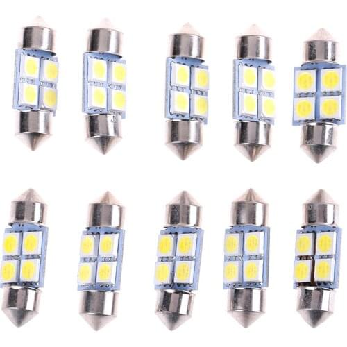 10Pcs 5050 31mm 4smd led white light car interior dome festoon bulbs DC12v