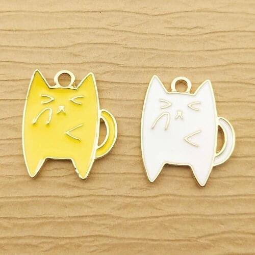 10pcs 18x21mm enamel cat charm for jewelry making fashion earring pendant bracelet charm necklace charms diy finding