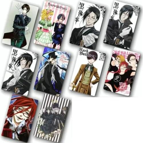 10pcs Kuroshitsuji Black Butler Card Sticker Smooth Surface DIY Decoration Bus ID Anime Stickers