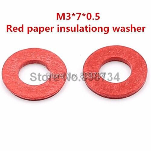 1000pcs m3*7*0.5 flat red paper insulating washer for computer accessories